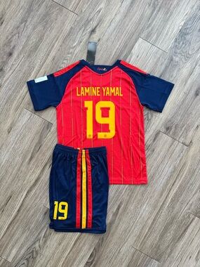 Spain  Home Lamine Yamal 19 Soccer Jersey Set
